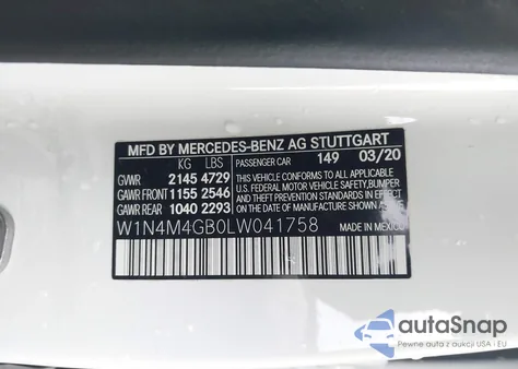 2020 Mercedes-Benz Glb 250 from USA, damaged, VIN W1N4M4GB0LW041758